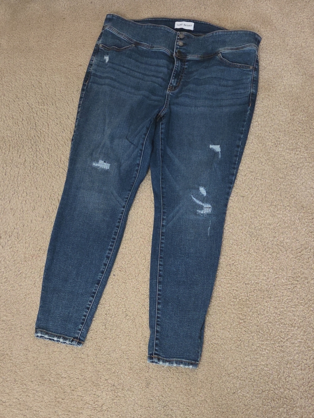 Lane Bryant Dark Wash Distressed Jeggings